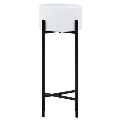 Small White and Black Floor Standing Planter | Trosa