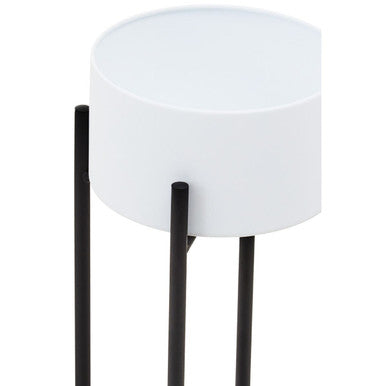 Small White and Black Floor Standing Planter | Trosa