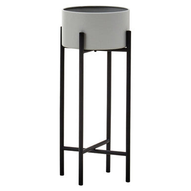 Small Grey and Black Floor Standing Planter | Trosa