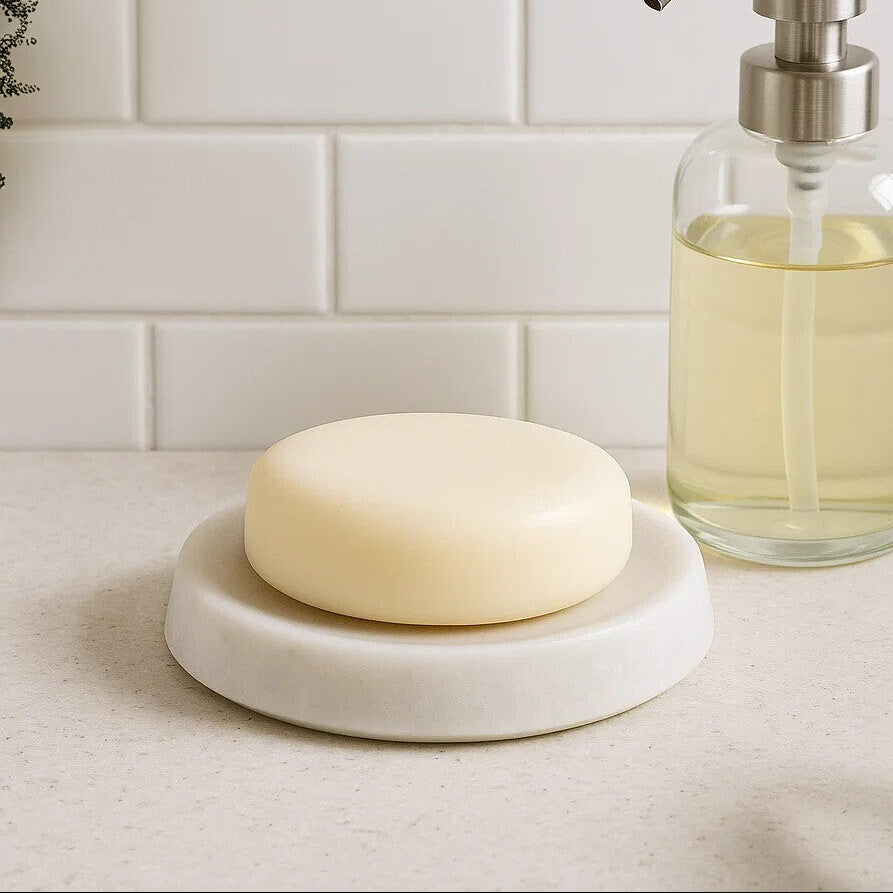 Abaska Off White Marble Bathroom Soap Dish