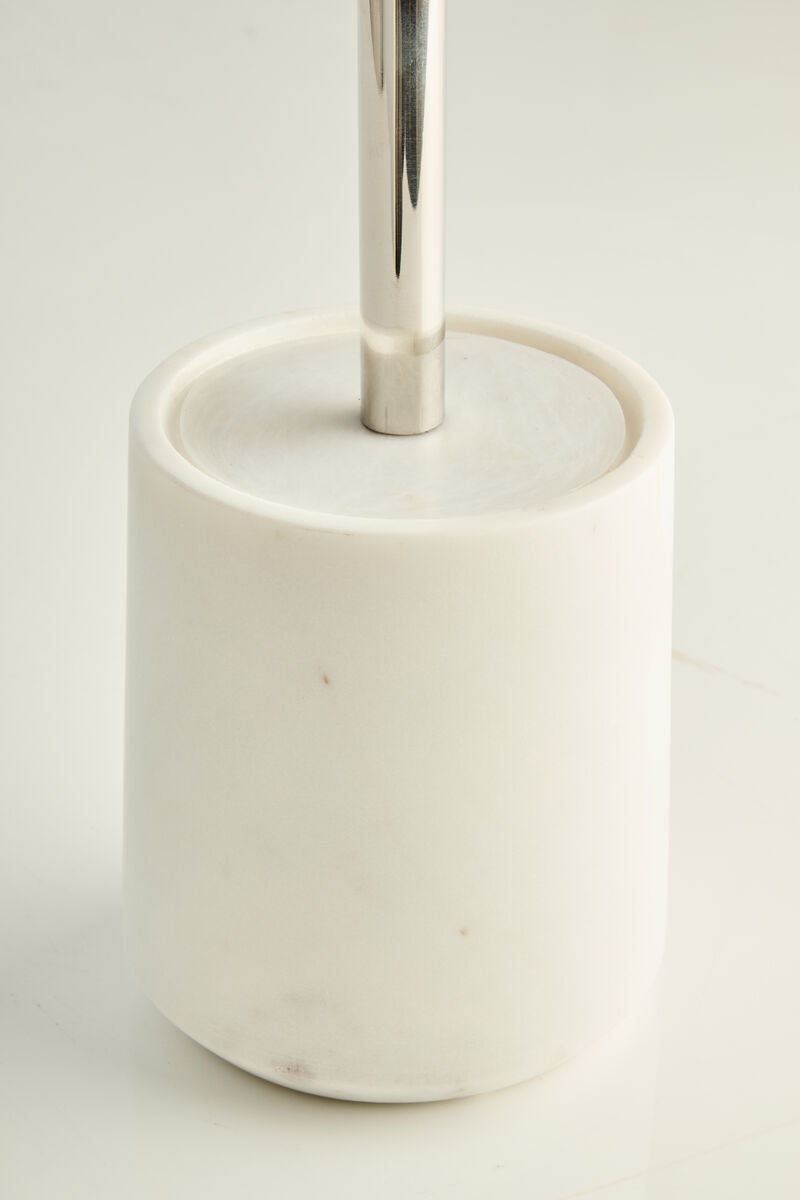 Abaska Off White Marble Toilet Brush with Stainless Steel Handle