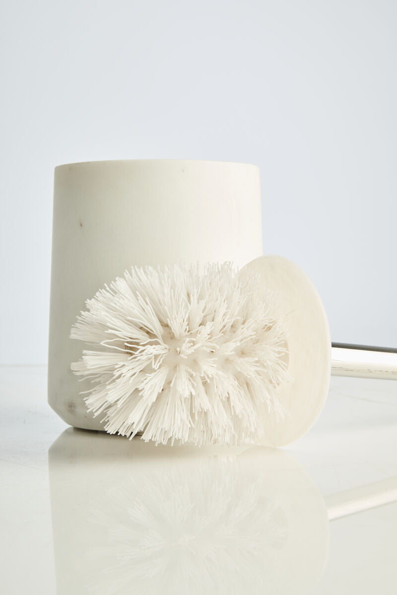 Abaska Off White Marble Toilet Brush with Stainless Steel Handle