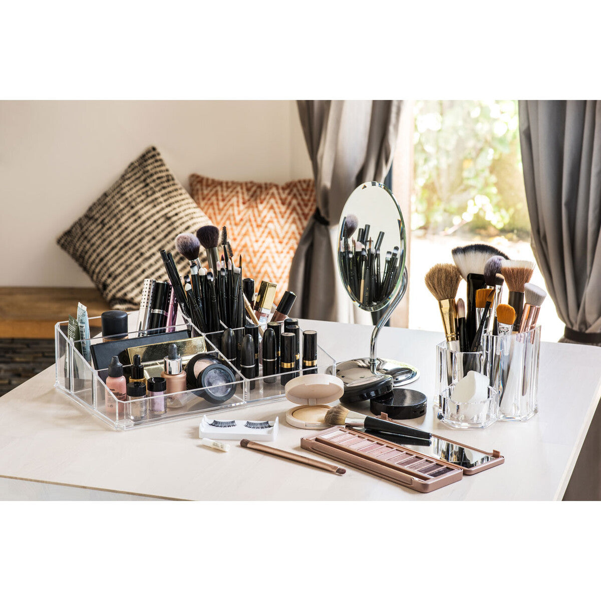 9 Compartment Cosmetics Clear Organiser | Beauty