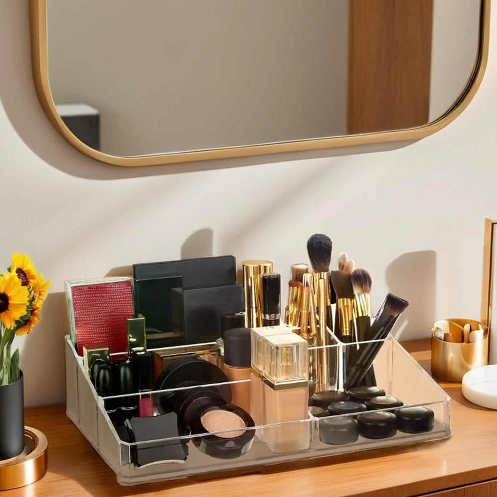 9 Compartment Cosmetics Clear Organiser | Beauty