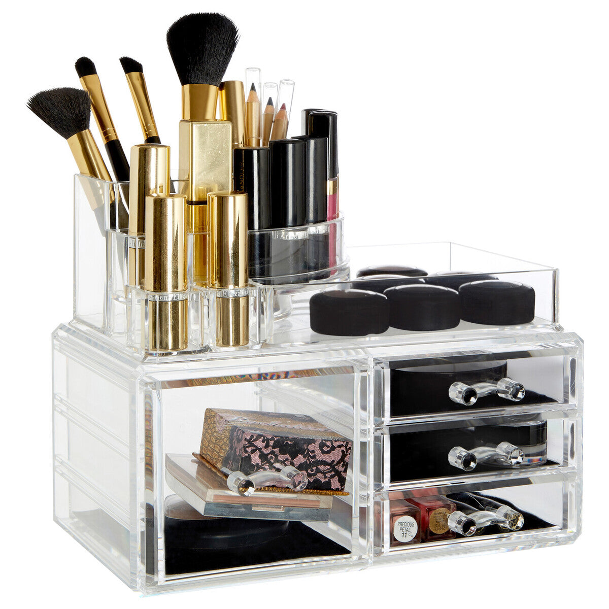 8 Compartments Clear Cosmetics Organiser with 4 Drawers | Beauty