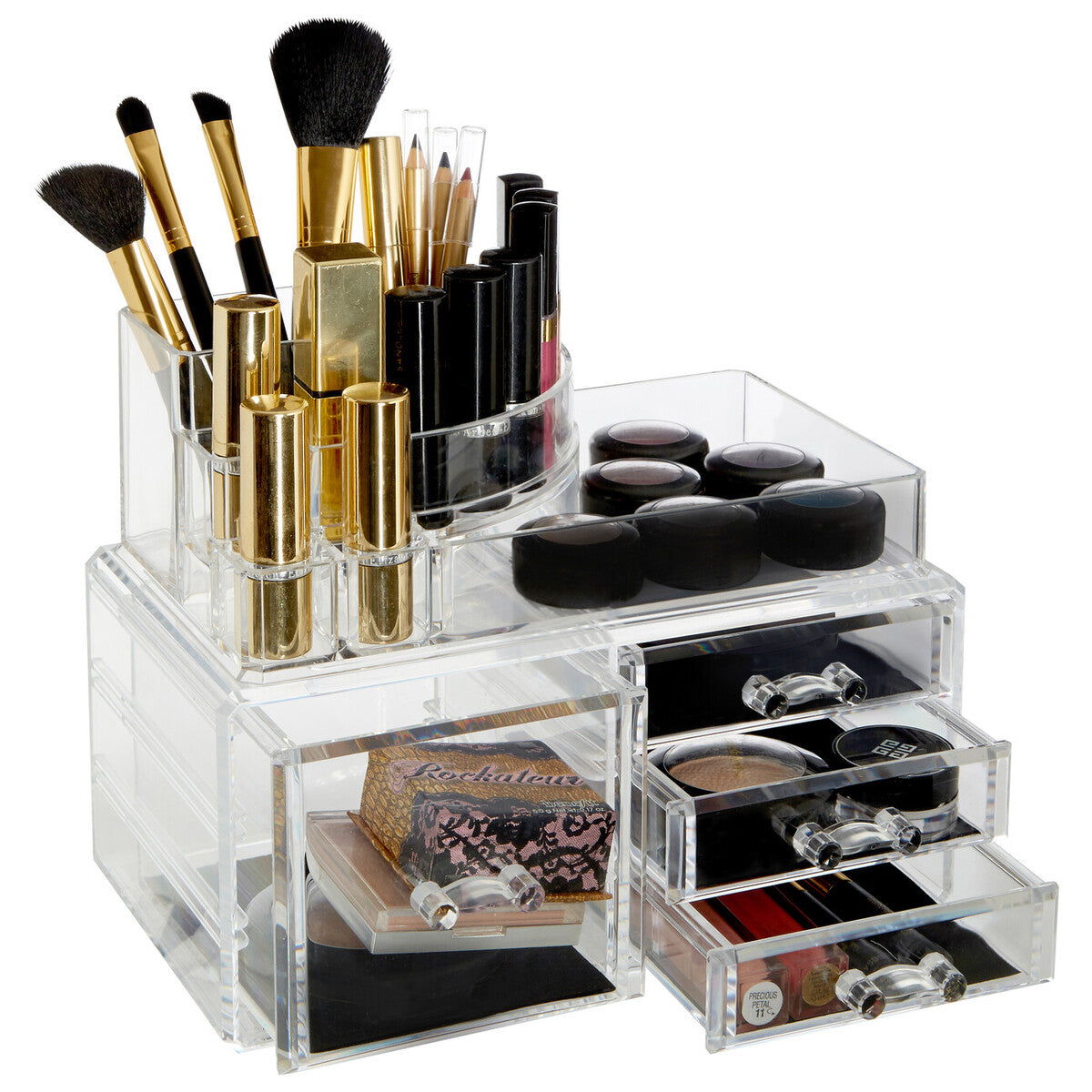 8 Compartments Clear Cosmetics Organiser with 4 Drawers | Beauty