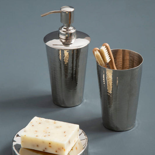Hammered Bathroom Nickel Finish Toothbrush Holder | Vaco