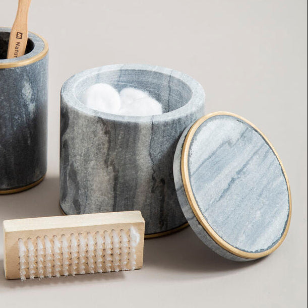 Grey Marble and Gold Cotton Jar | Bosco