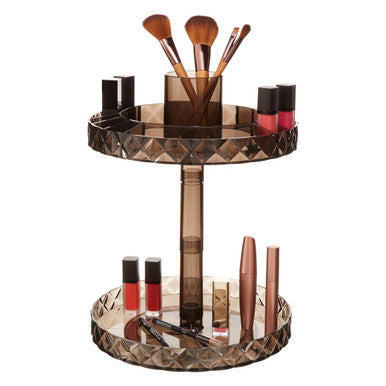 Two Tier Revolving Black Cosmetic Organiser | Beauty