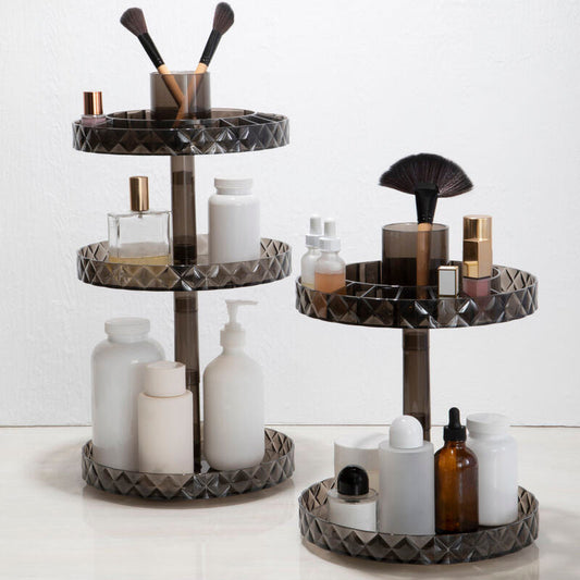 Two Tier Revolving Black Cosmetic Organiser | Beauty