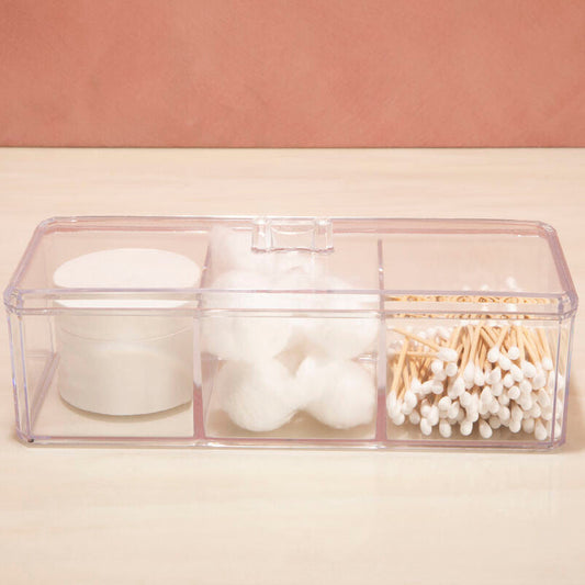3 Compartment Cosmetics Organiser with Lid | Beauty