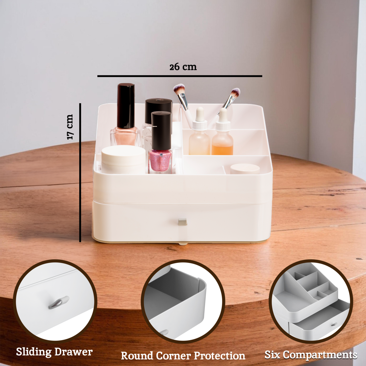 One Drawer Six Compartment Cosmetics Organiser | Beauty