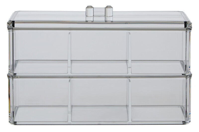 Six Compartment Clear Plastic Cosmetics Organiser | Romm