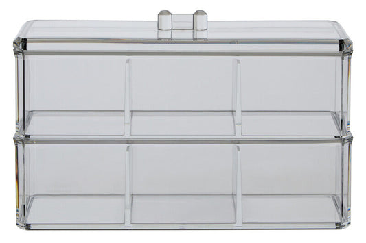 Six Compartment Clear Plastic Cosmetics Organiser | Romm