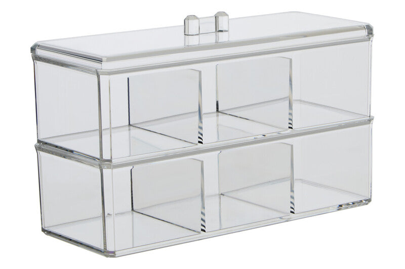 Six Compartment Clear Plastic Cosmetics Organiser | Romm