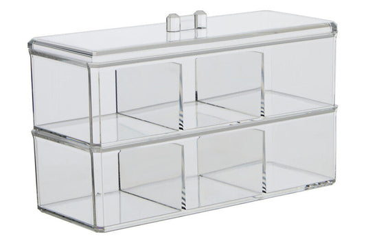 Six Compartment Clear Plastic Cosmetics Organiser | Romm