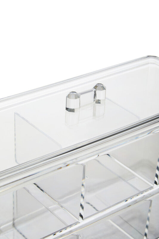 Six Compartment Clear Plastic Cosmetics Organiser | Romm
