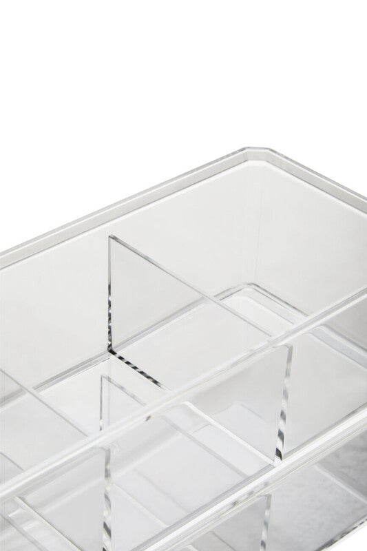 Six Compartment Clear Plastic Cosmetics Organiser | Romm