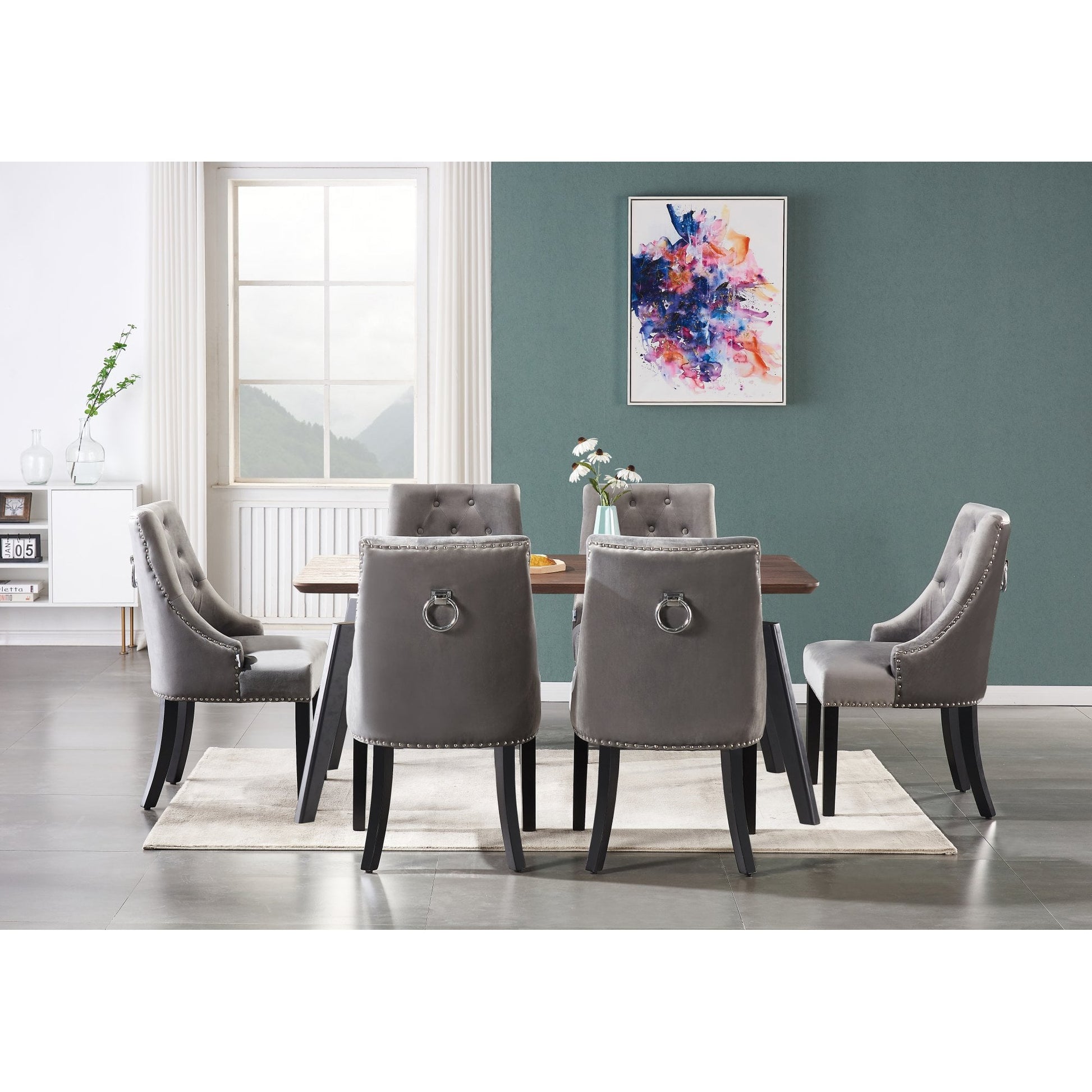 Luxury Dining Set | a Walnut Table and Set of 6 Windsor Knocker back Chairs