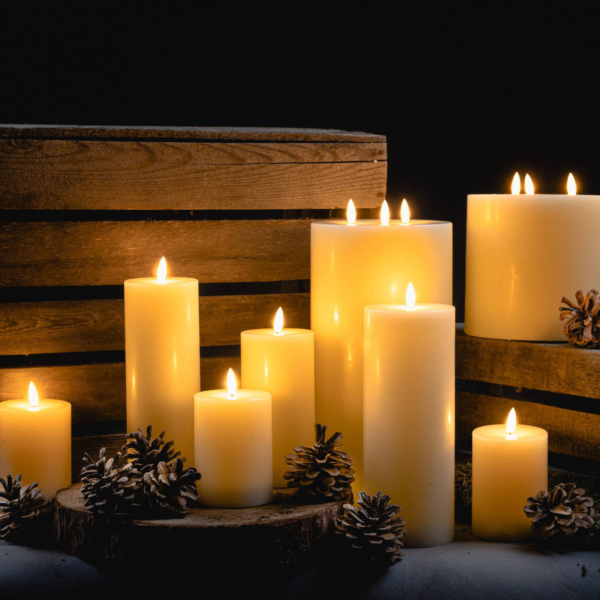 Luxe Collection Natural Glow 3 x 6 LED Cream Wax Candle