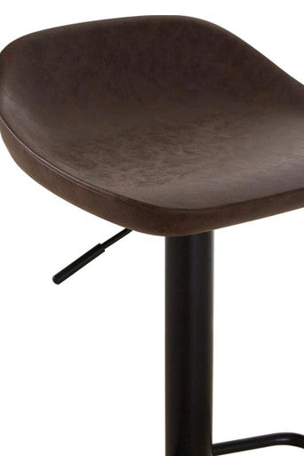 Dalston Mocha Leather Effect Set of 2 Adjustable Bar Stools