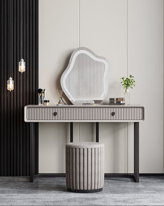 Lohko Dressing Table with Mirror and Drawer, Black Leg