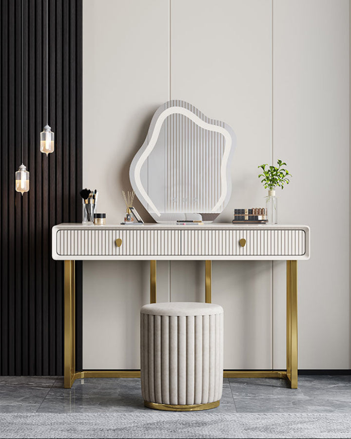 Lohko Dressing Table with Mirror and Drawer, Black Leg