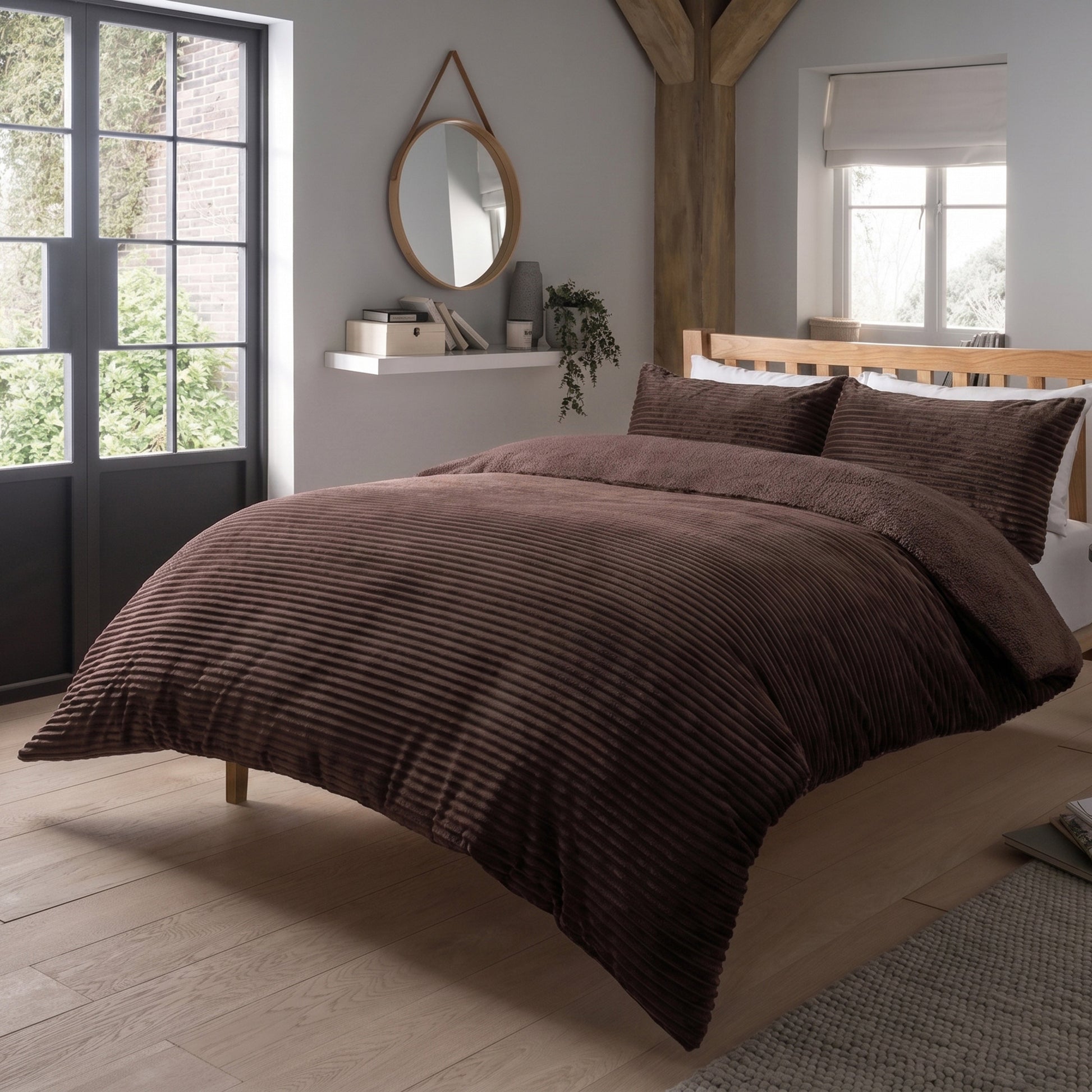 OLIVIA ROCCO Ribbed Fleece Reversible Teddy Duvet Set OEKO-TEX Certified Multiple Sizes