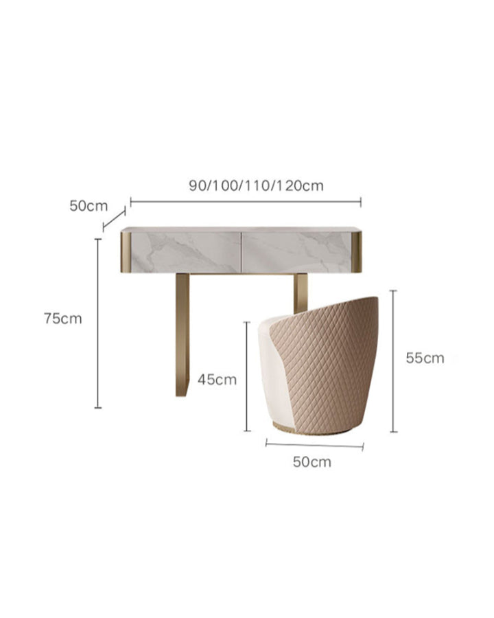 Blakely Dressing Table, Gold Leg& Marble Effect