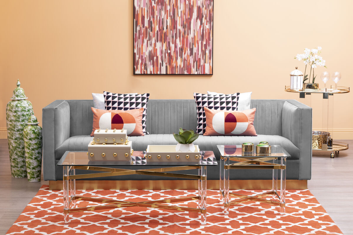 Opal Grey Velvet 3 Seater Sofa