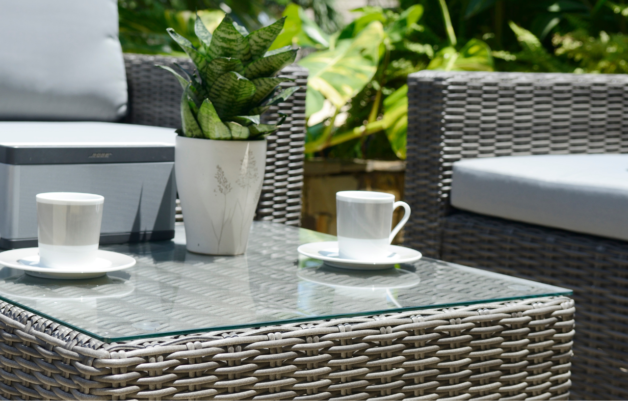 Marbella Grey 5-Seater Garden Sofa Set with Ottoman and Cover Bundle