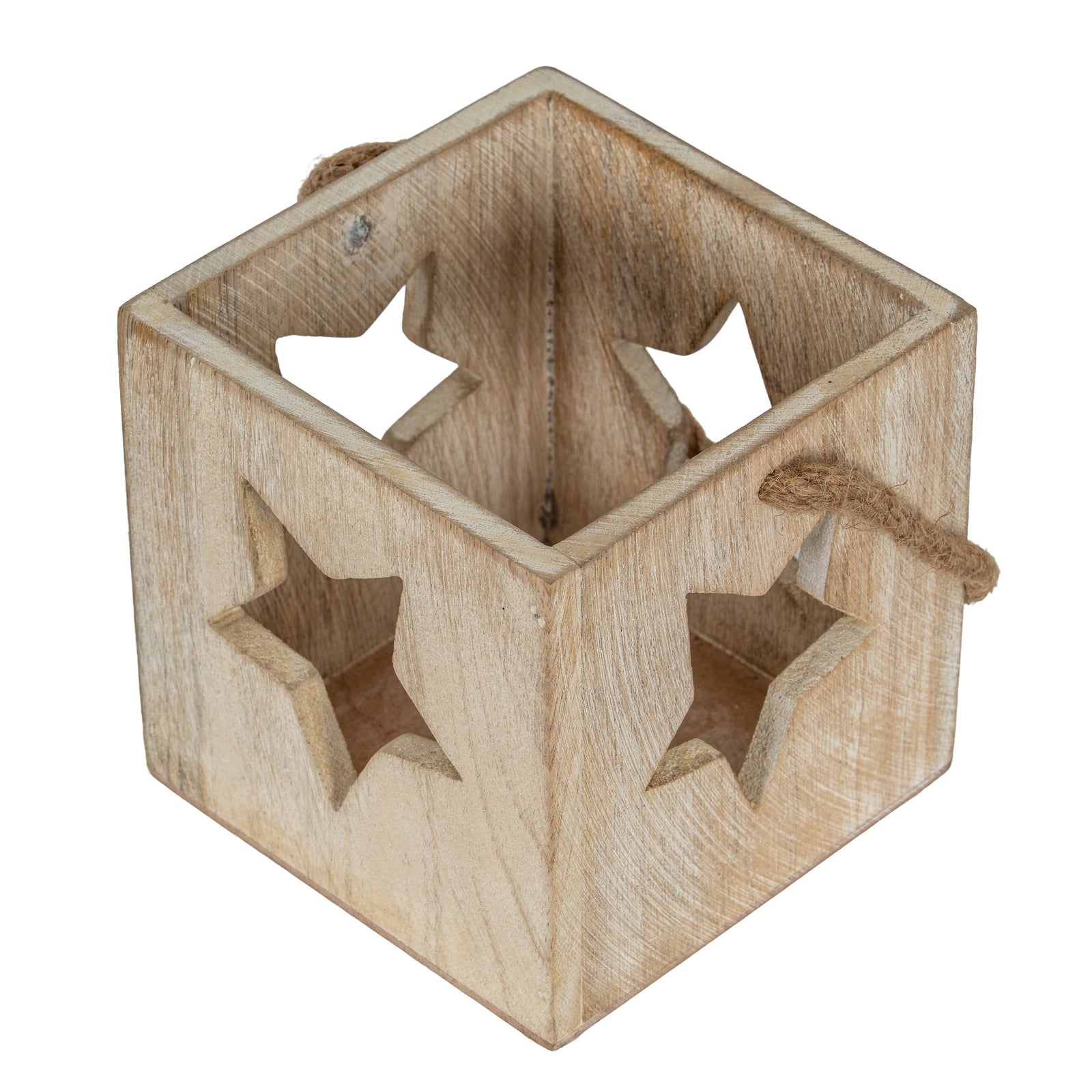 Washed Wood Large Star Tealight Candle Holder