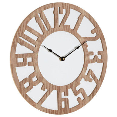 40cm Dia Carved Wood Wall Clock | Vitus