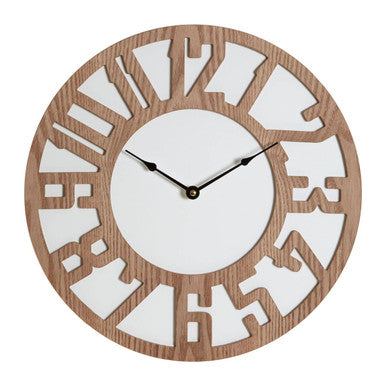40cm Dia Carved Wood Wall Clock | Vitus