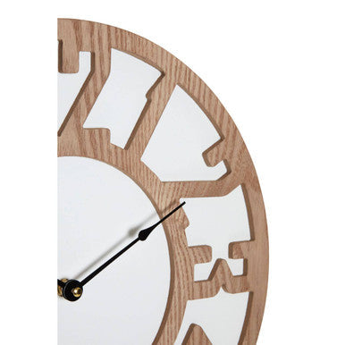 40cm Dia Carved Wood Wall Clock | Vitus