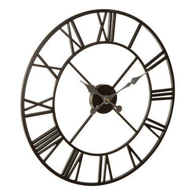 56cm Dia Black Metal Wall Clock | Vitus
