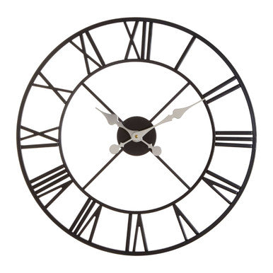 56cm Dia Black Metal Wall Clock | Vitus