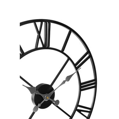 56cm Dia Black Metal Wall Clock | Vitus