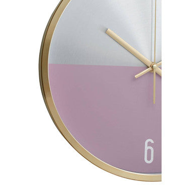 30cm Dia Silver Gold and Pink Finish Wall Clock | Elko