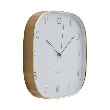 29cm Dia Square Gold Finish Case Wall Clock | Elko