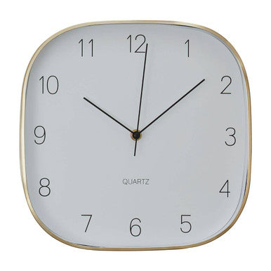 29cm Dia Square Gold Finish Case Wall Clock | Elko