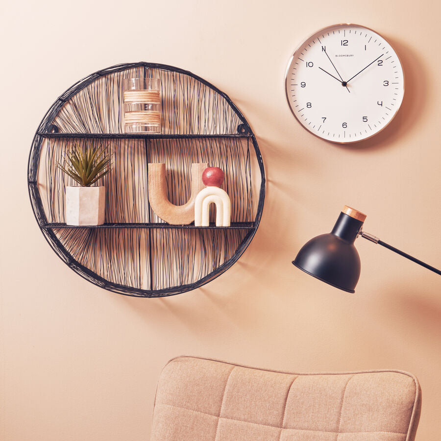 31cm Dia Round Copper Finish Wall Clock | Elko
