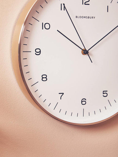 31cm Dia Round Copper Finish Wall Clock | Elko