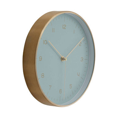 25cm Dia Gold and Mint Green Finish Wall Clock | Elko