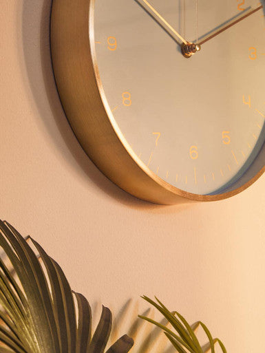 25cm Dia Gold and Mint Green Finish Wall Clock | Elko