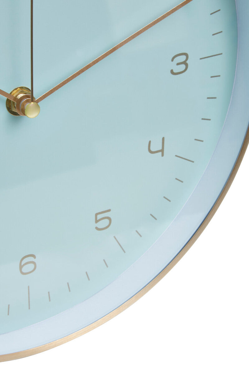 25cm Dia Gold and Mint Green Finish Wall Clock | Elko