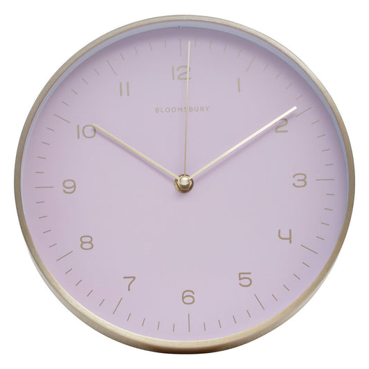 25cm Dia Gold and Pink Finish Wall Clock