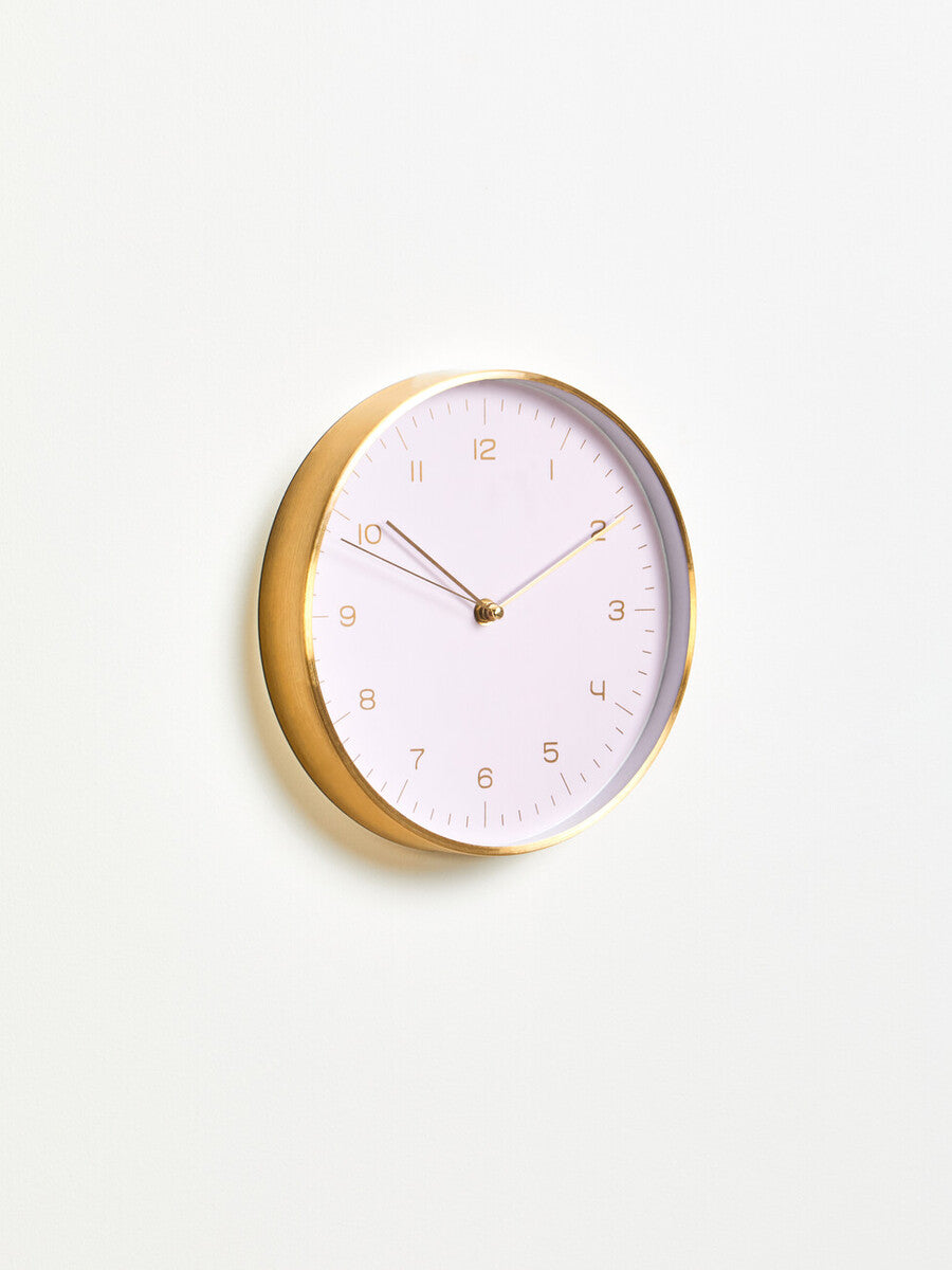 25cm Dia Gold and Pink Finish Wall Clock | Elko