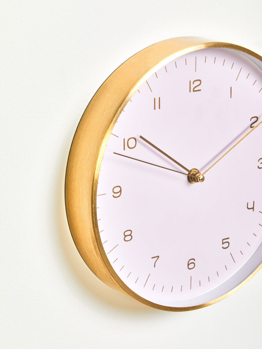 25cm Dia Gold and Pink Finish Wall Clock | Elko