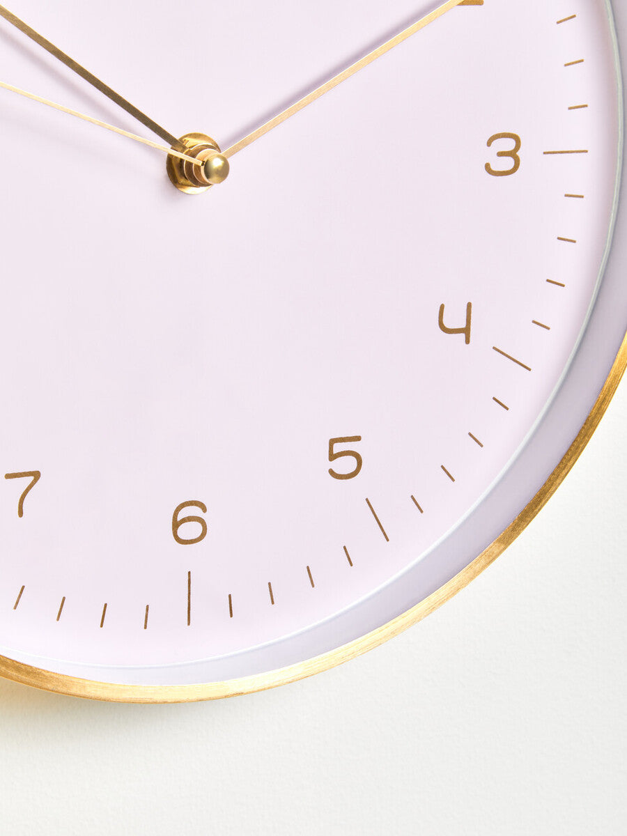 25cm Dia Gold and Pink Finish Wall Clock | Elko